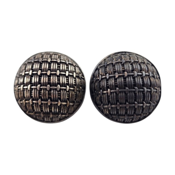 Vintage John Hardy Sterling Silver Set of 2 Basket Weave Buttons #19089